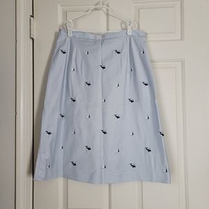 NWOT Brooks Brothers Baby Blue Midi Skirt Embroidered Whales Size 8